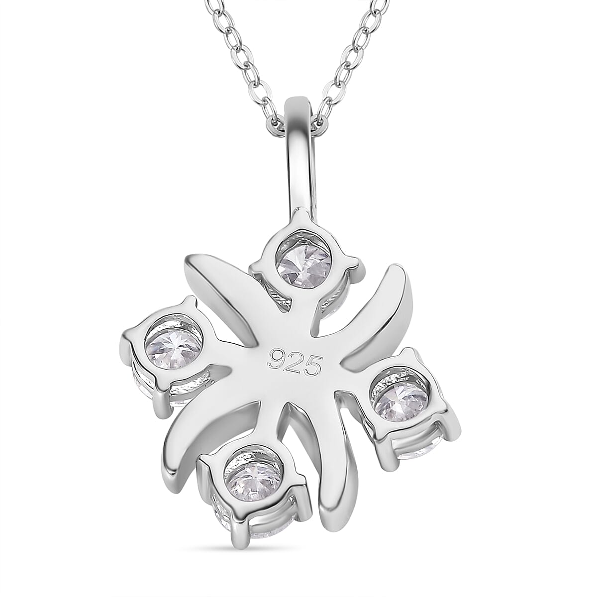 Moissanite Lucky Cross Love Heart Pendant with Chain (Size 20) in Rhodium Overlay Sterling Silver 1.32 Ct, Silver  Wt. 5.2 Gms 4274070 5