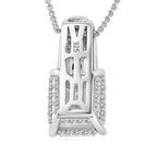 Moissanite Emerald Cut Pendant with Chain (Size 20) in Platinum Overlay Sterling Silver 4.25 Ct.