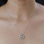 Moissanite Pendant with Chain (Size 20) in Rhodium Overlay Sterling Silver