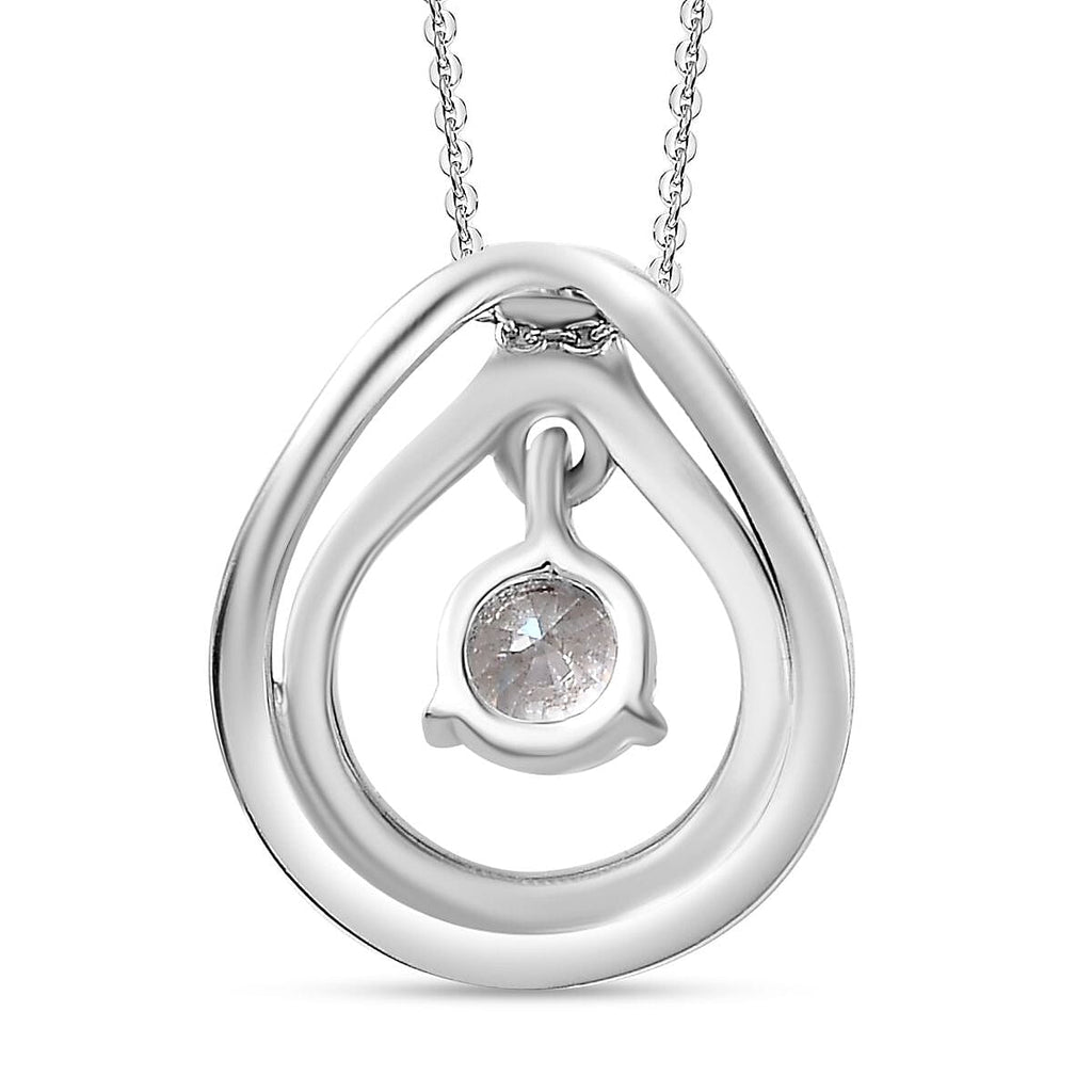 Moissanite Pendant with Chain (Size 20) in Rhodium Overlay Sterling Silver