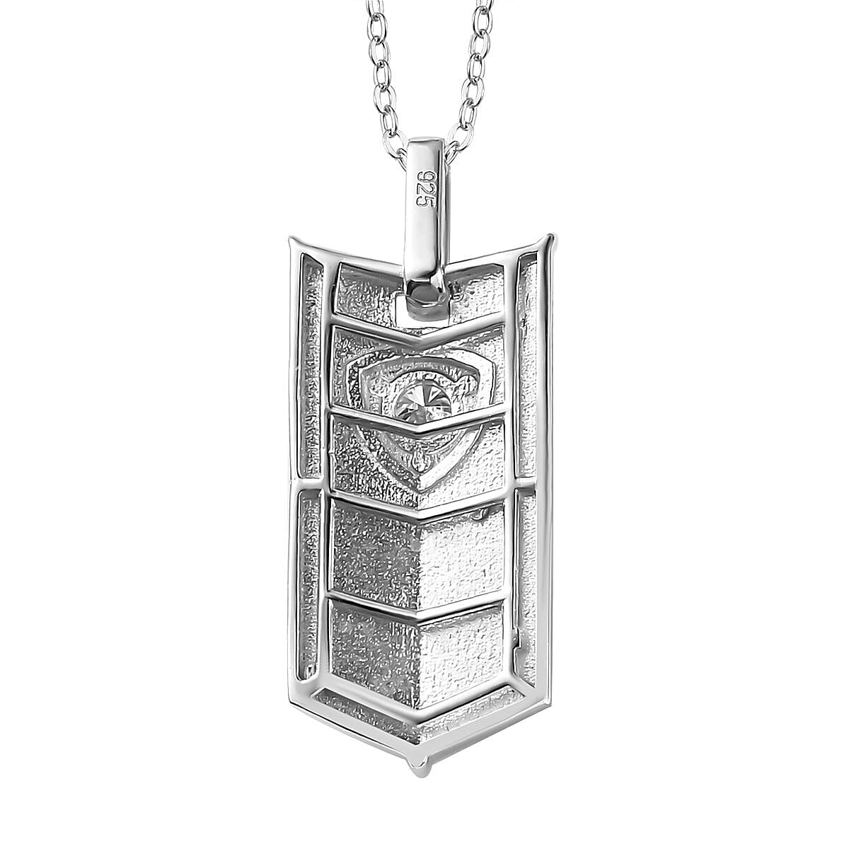 Moissanite Byzantine Shield Pendant with Chain (Size 20) in Rhodium and 18K Yellow Gold Vermeil Plated Sterling Silver 4280993 5