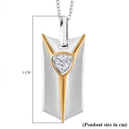 Moissanite Byzantine Shield Pendant with Chain (Size 20) in Platinum Overlay Sterling Silver
