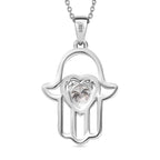 Moissanite Fatima Pendant with Chain (Size 20) in Rhodium Overlay Sterling Silver