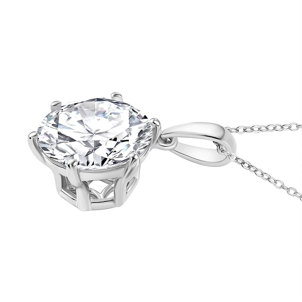 Moissanite Pendant with Chain (Size 20) in Rhodium Overlay Sterling Silver 7.34  Ct. 4327791 7