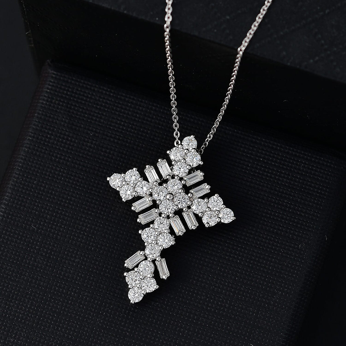 Moissanite Pendant with Chain (Size - 20) in Rhodium Overlay Sterling Silver 1.91 Ct. 4329481 2
