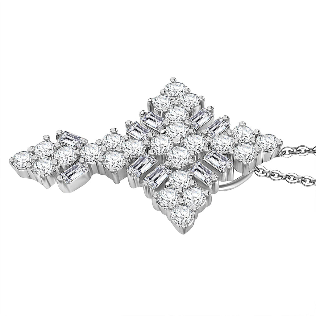 Moissanite Pendant with Chain (Size - 20) in Rhodium Overlay Sterling Silver 1.91 Ct.
