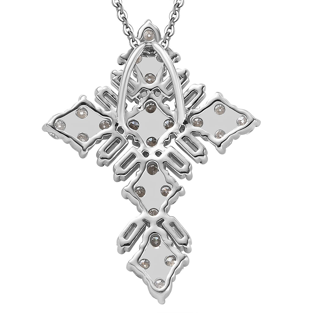 Moissanite Pendant with Chain (Size - 20) in Rhodium Overlay Sterling Silver 1.91 Ct.