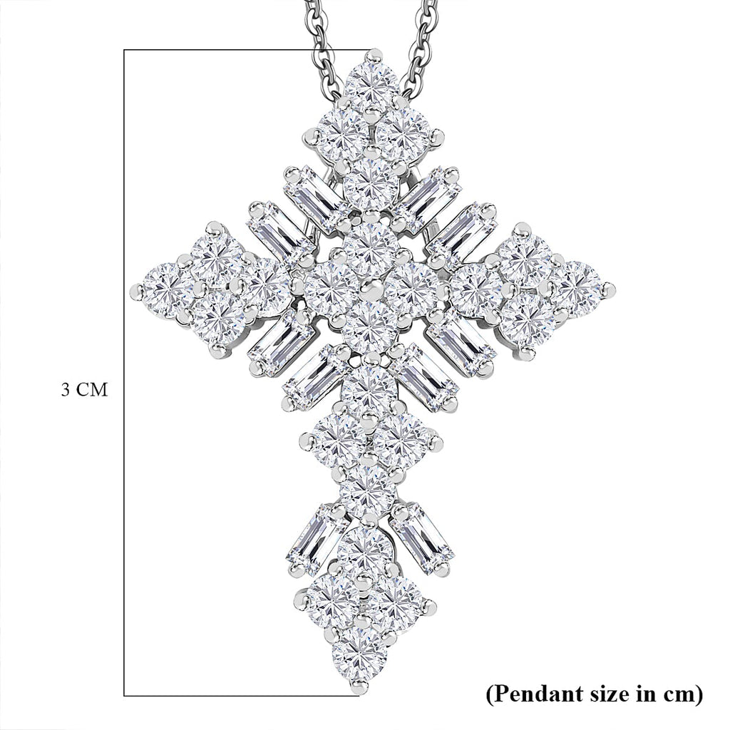 Moissanite Pendant with Chain (Size - 20) in Rhodium Overlay Sterling Silver 1.91 Ct.
