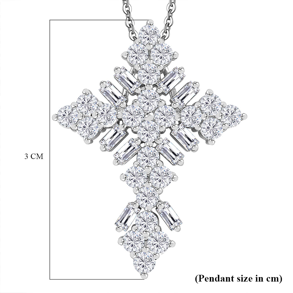 Moissanite Pendant with Chain (Size - 20) in Rhodium Overlay Sterling Silver 1.91 Ct. 4329481 5