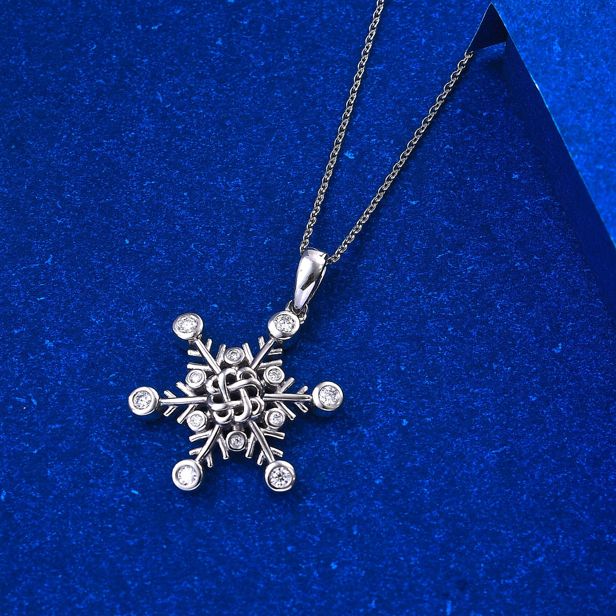 Moissanite Snowflake Pendant with Chain (Size 20) in Rhodium Overlay Sterling Silver 7.40 Ct. 4329539 4
