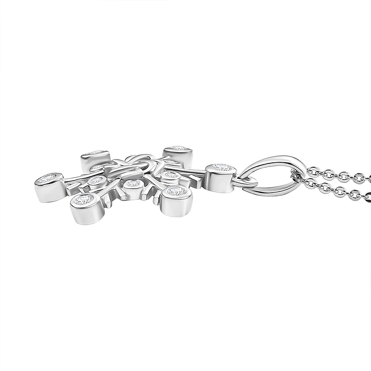 Moissanite Snowflake Pendant with Chain (Size 20) in Rhodium Overlay Sterling Silver 7.40 Ct. 4329539 10