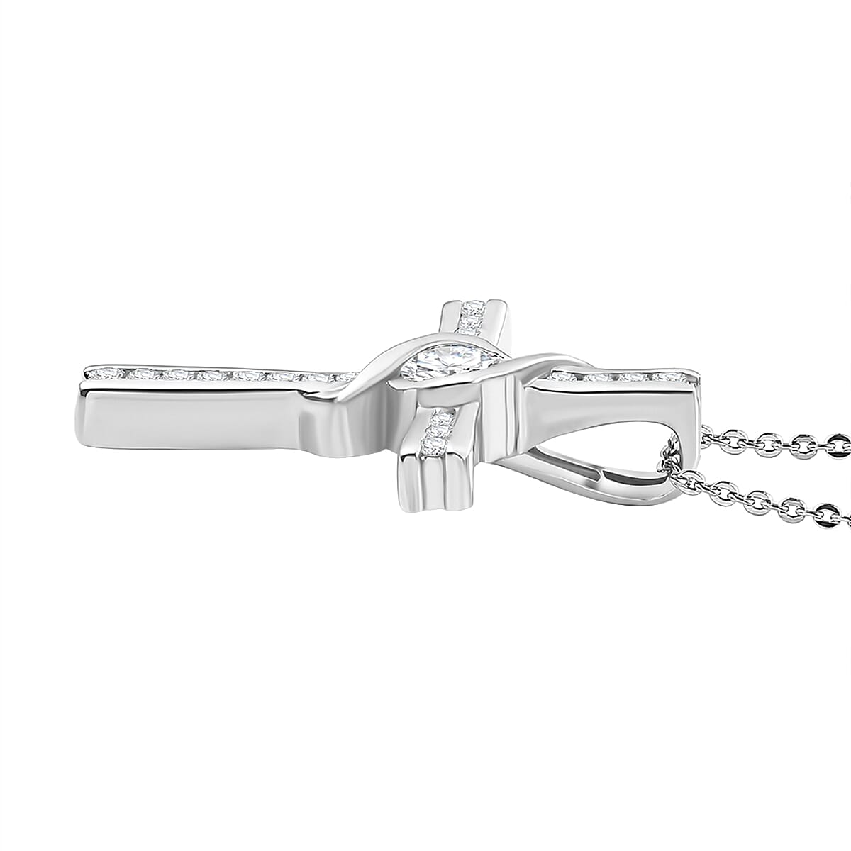 Moissanite Pendant with Chain (Size - 20) in Rhodium Overlay Sterling Silver 0.84 Ct. Silver Wt. 6.45 Gms. 4330021 3