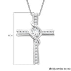 Moissanite Pendant with Chain (Size - 20) in Rhodium Overlay Sterling Silver 0.84 Ct. Silver Wt. 6.45 Gms.