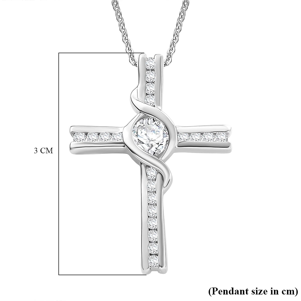 Moissanite Pendant with Chain (Size - 20) in Rhodium Overlay Sterling Silver 0.84 Ct. Silver Wt. 6.45 Gms. 4330021 5