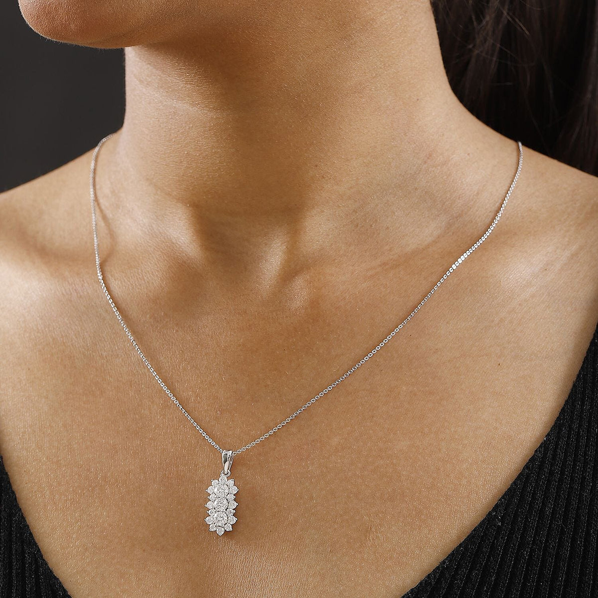 Moissanite Pendant with Chain (Size 20) in Rhodium Overlay Sterling Silver 1.31 Ct. 4357311 1