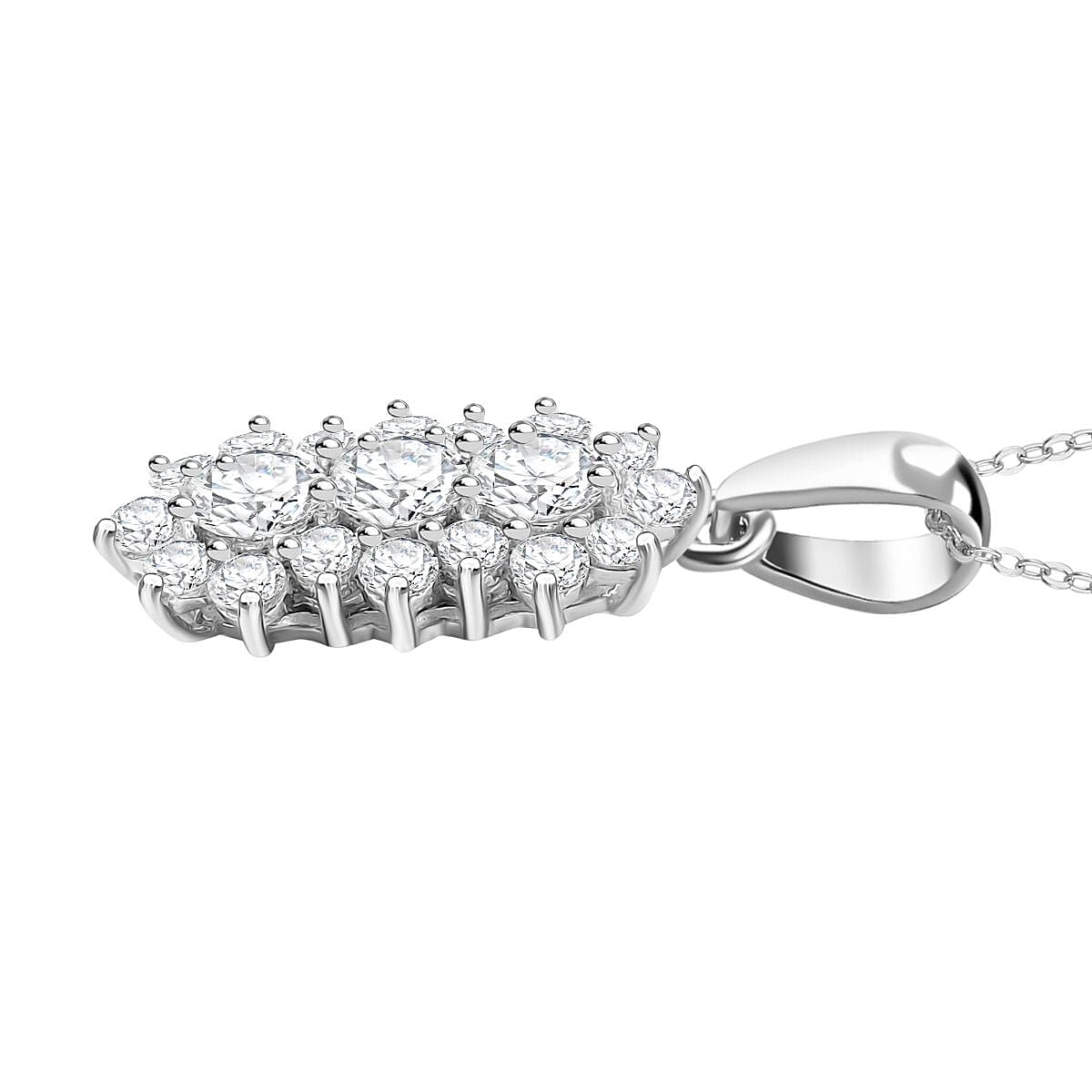 Moissanite Pendant with Chain (Size 20) in Rhodium Overlay Sterling Silver 1.31 Ct. 4357311 3