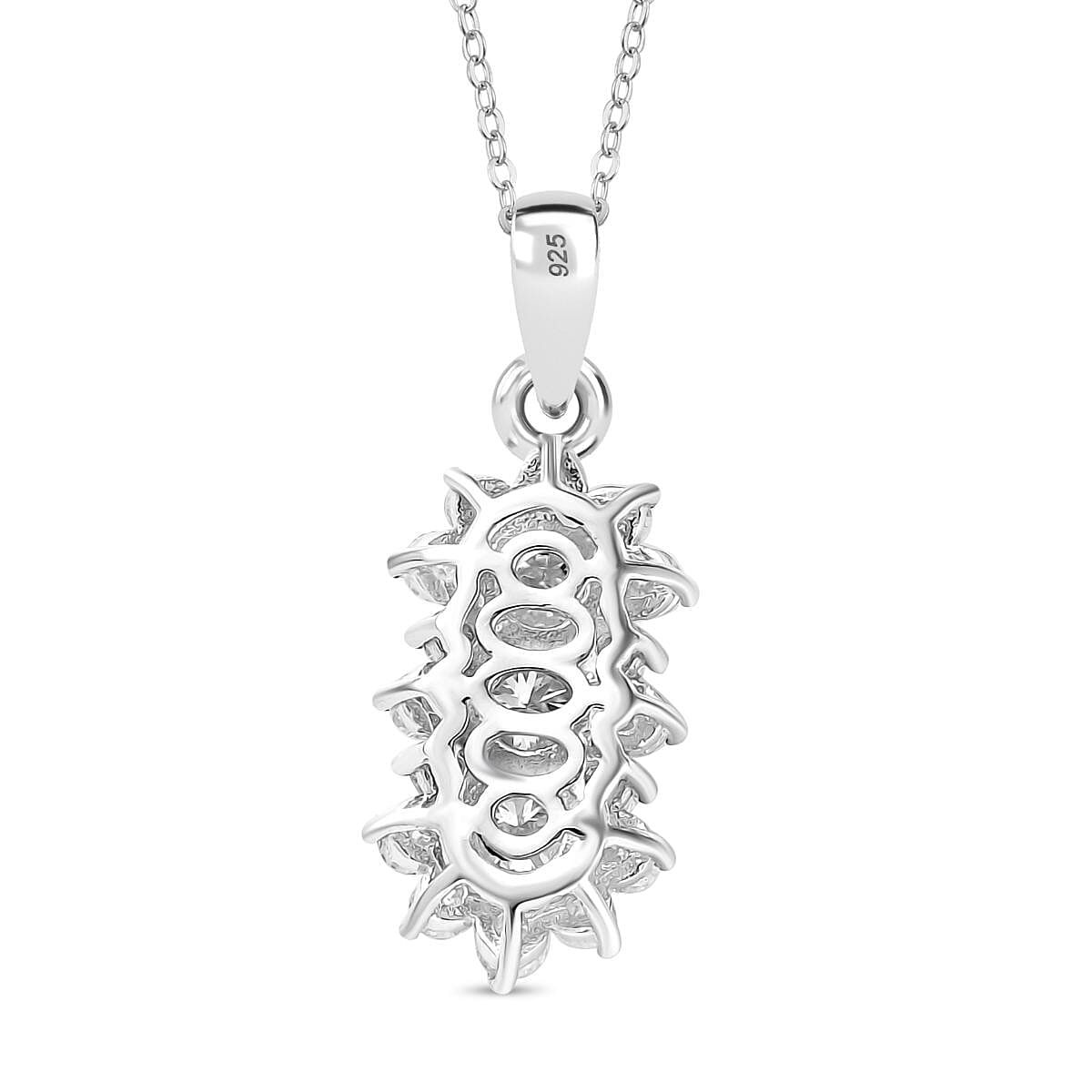 Moissanite Pendant with Chain (Size 20) in Rhodium Overlay Sterling Silver 1.31 Ct. 4357311 4