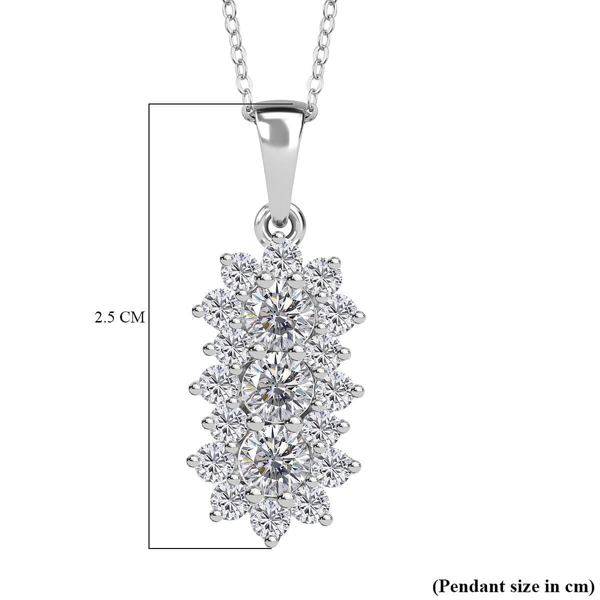 Moissanite Pendant with Chain (Size 20) in Rhodium Overlay Sterling Silver 1.31 Ct. 4357311 5