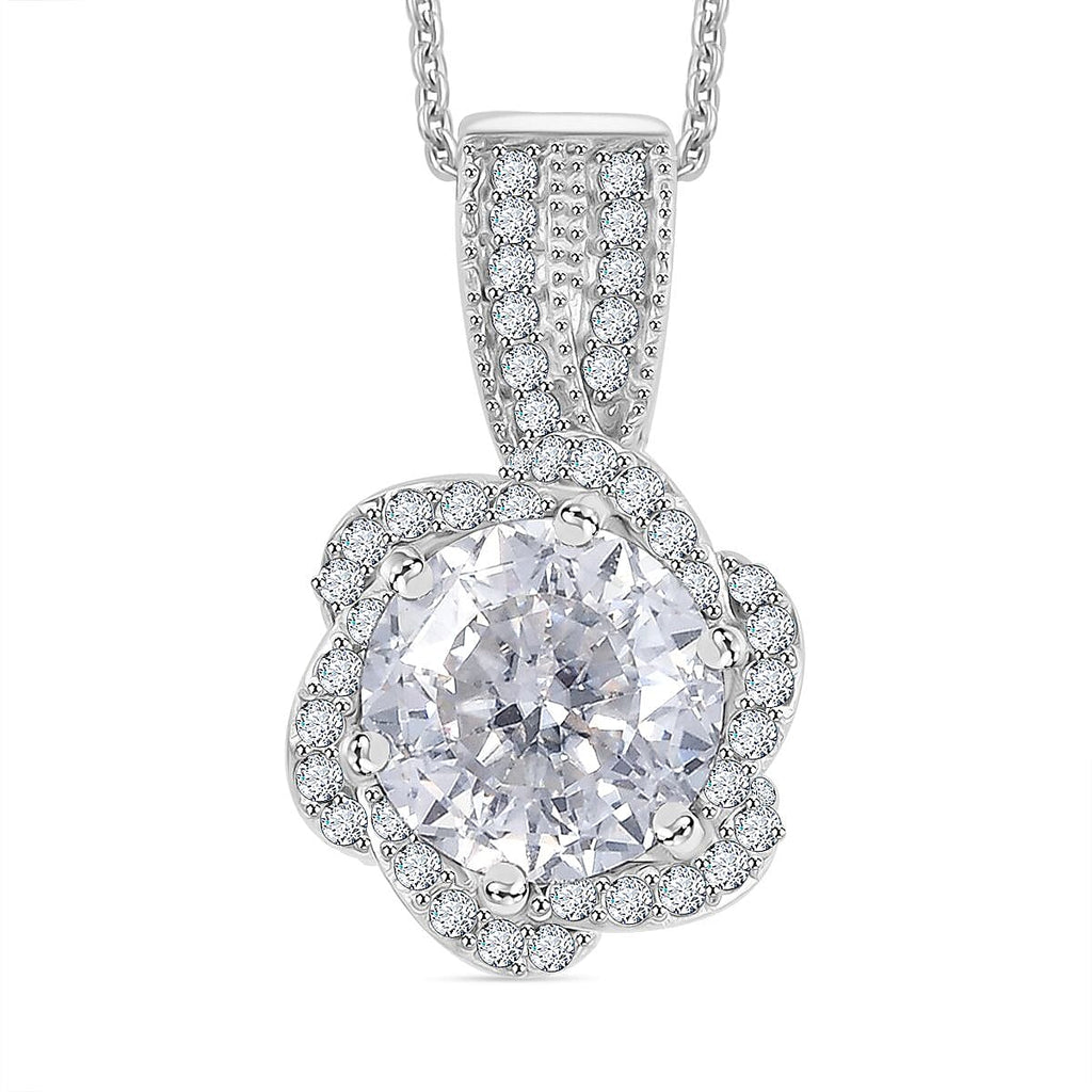 Moissanite Pendant with Chain (Size 20) in Rhodium Overlay Sterling Silver 2.33 Ct.
