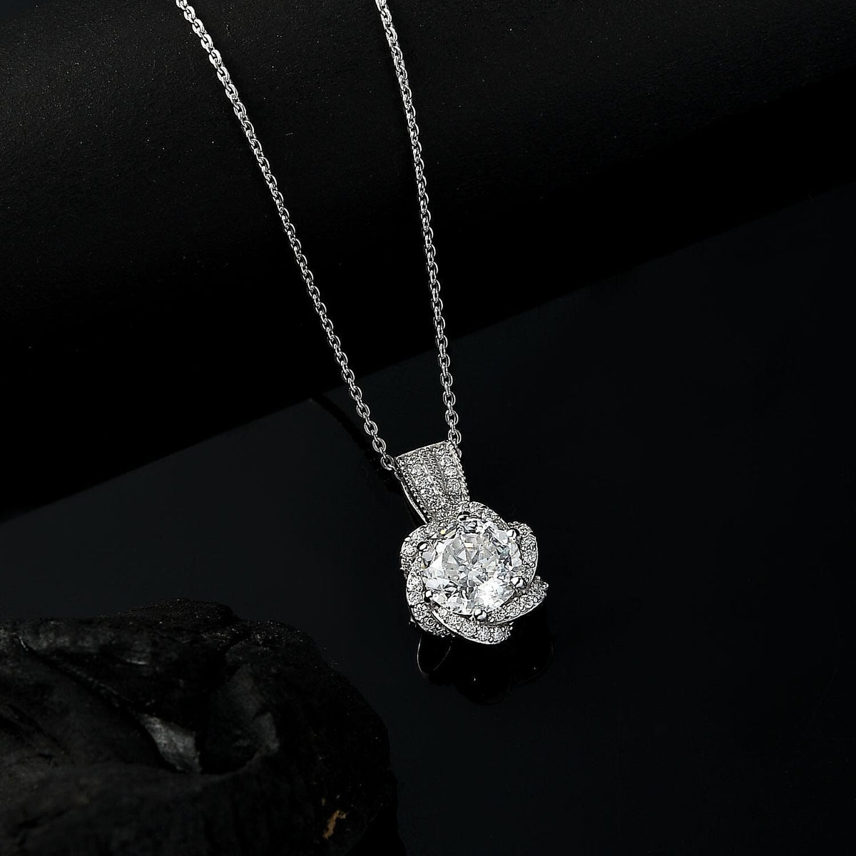 Moissanite Pendant with Chain (Size 20) in Rhodium Overlay Sterling Silver 2.33 Ct. 4357316 3
