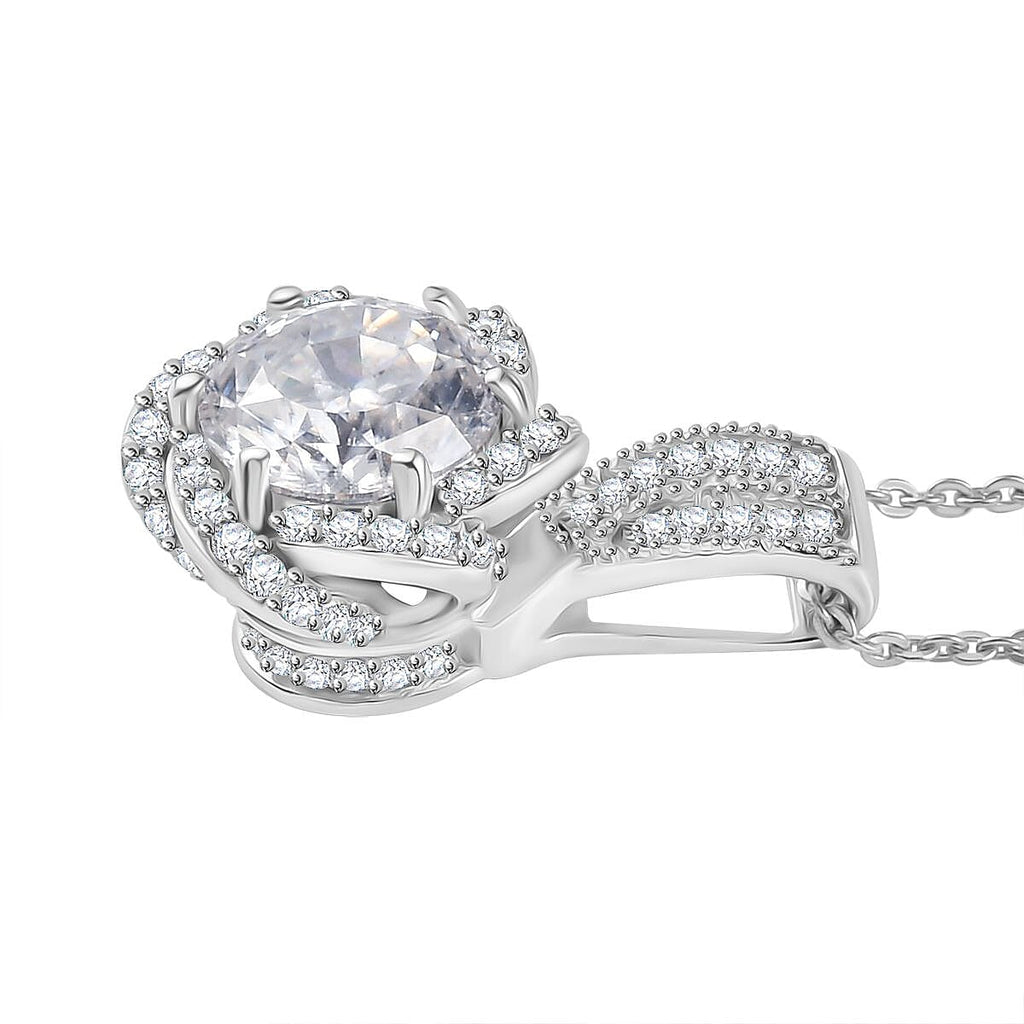 Moissanite Pendant with Chain (Size 20) in Rhodium Overlay Sterling Silver 2.33 Ct.