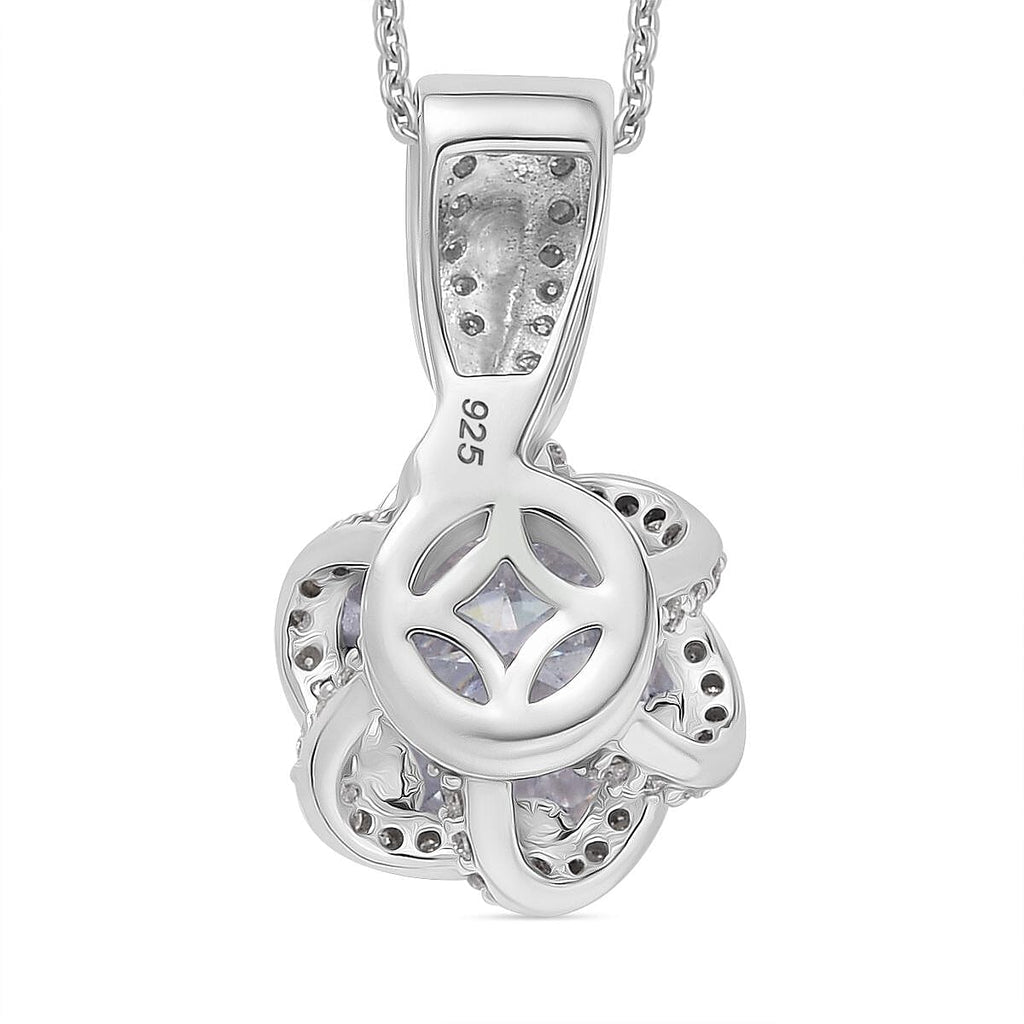 Moissanite Pendant with Chain (Size 20) in Rhodium Overlay Sterling Silver 2.33 Ct.