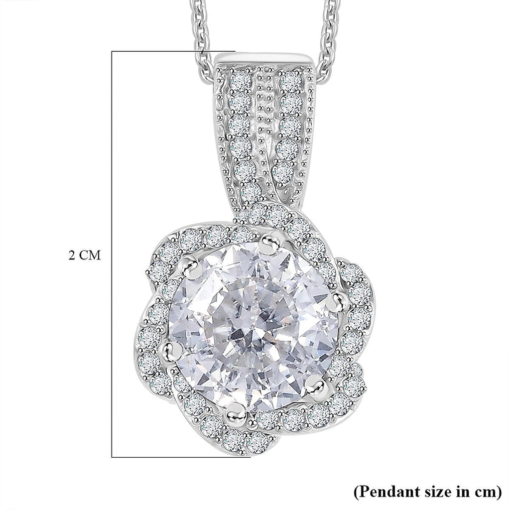 Moissanite Pendant with Chain (Size 20) in Rhodium Overlay Sterling Silver 2.33 Ct.