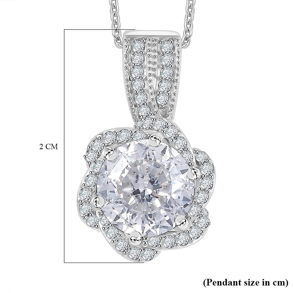 Moissanite Pendant with Chain (Size 20) in Rhodium Overlay Sterling Silver 2.33 Ct. 4357316 7