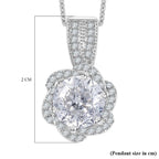 Moissanite Pendant with Chain (Size 20) in Rhodium Overlay Sterling Silver 2.33 Ct.