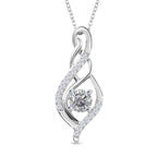 Moissanite Pendant with Chain (Size 20) in Rhodium Overlay Sterling Silver