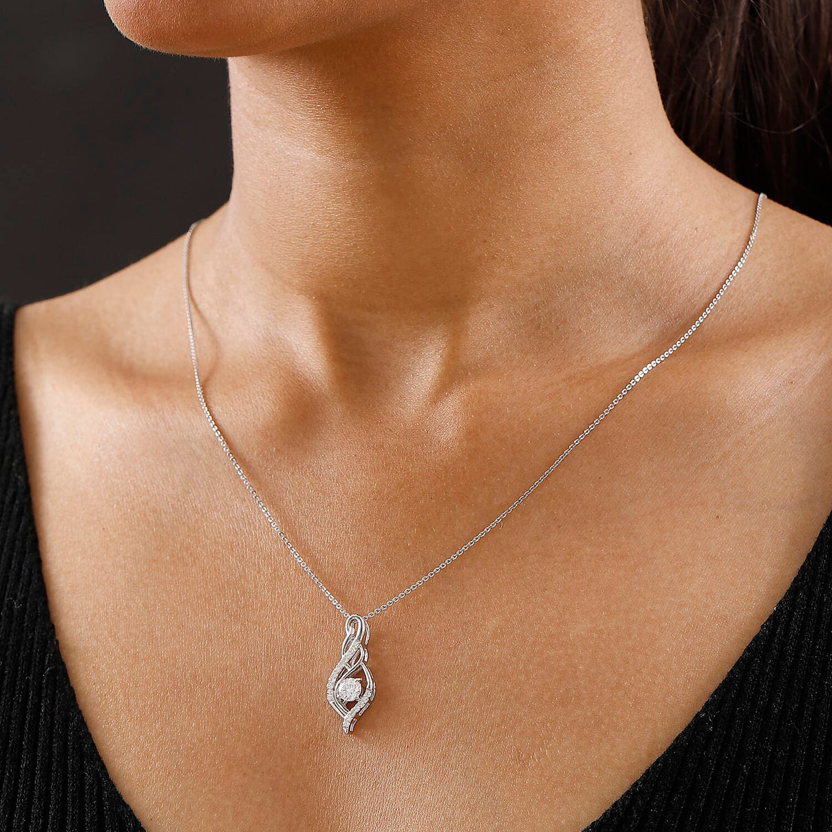 Moissanite Pendant with Chain (Size 20) in Rhodium Overlay Sterling Silver 4357319 2
