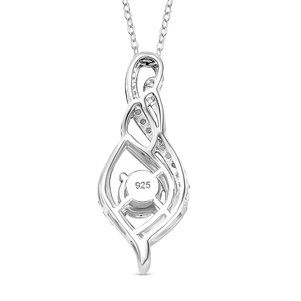 Moissanite Pendant with Chain (Size 20) in Rhodium Overlay Sterling Silver 4357319 5