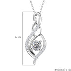 Moissanite Pendant with Chain (Size 20) in Rhodium Overlay Sterling Silver