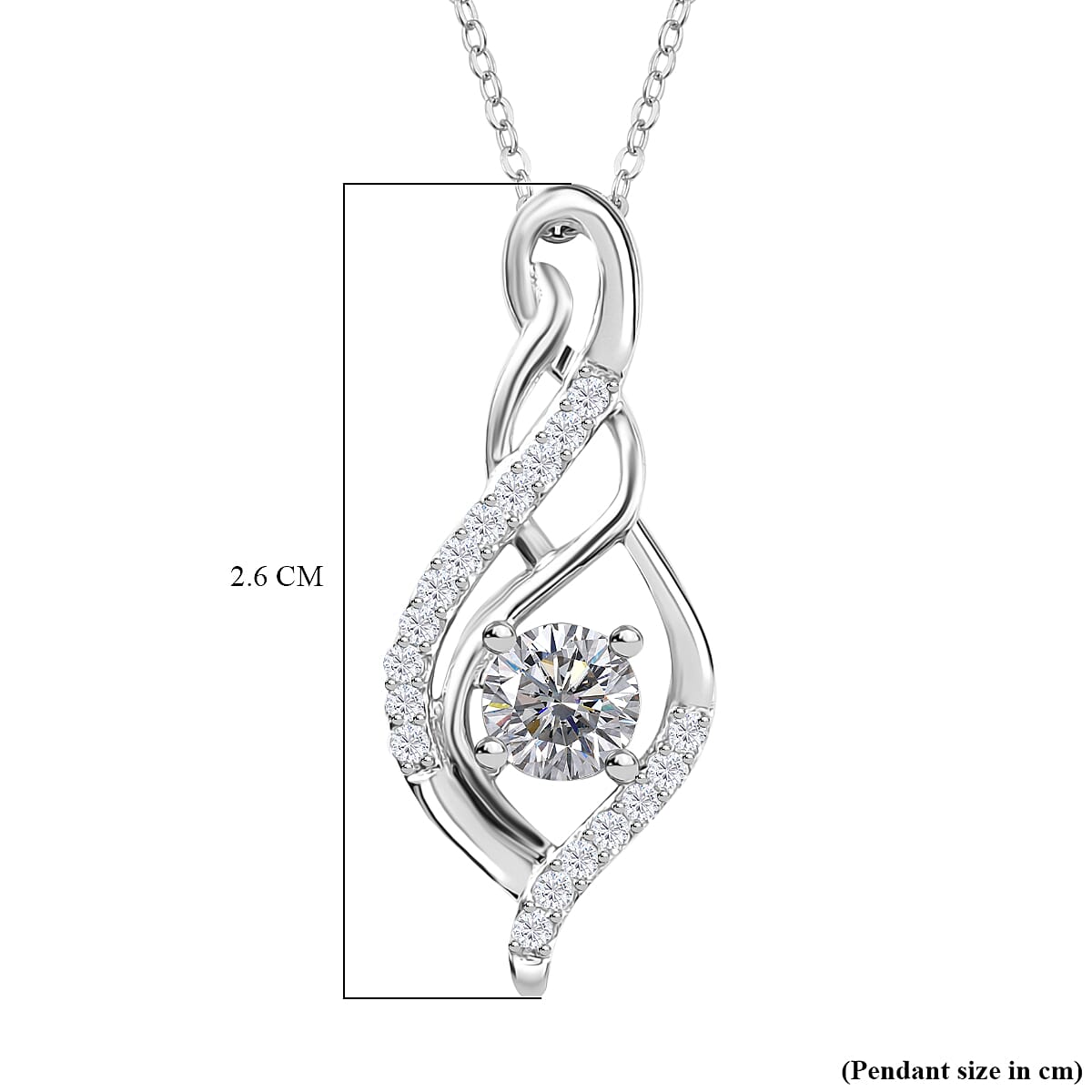 Moissanite Pendant with Chain (Size 20) in Rhodium Overlay Sterling Silver 4357319 6