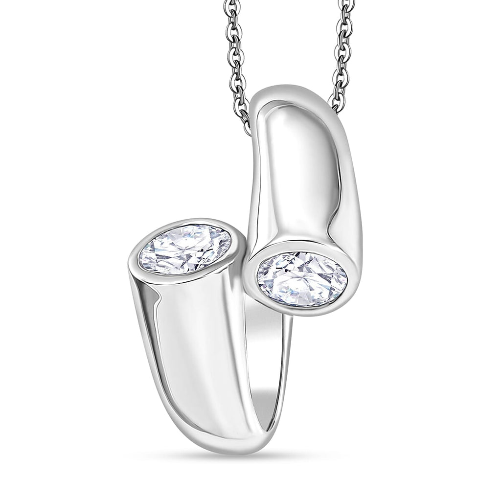 Moissanite Pendant with Chain (Size 20) in Rhodium Overlay Sterling Silver 1.15 Ct.
