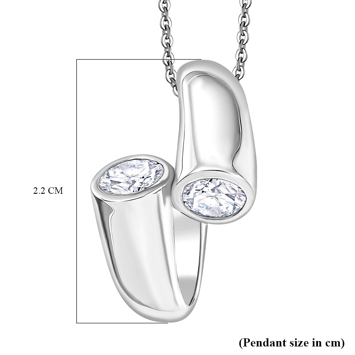 Moissanite Bypass Pendant with Chain (Size 20) in Rhodium Overlay Sterling Silver 1.15 Ct. 4357323 6
