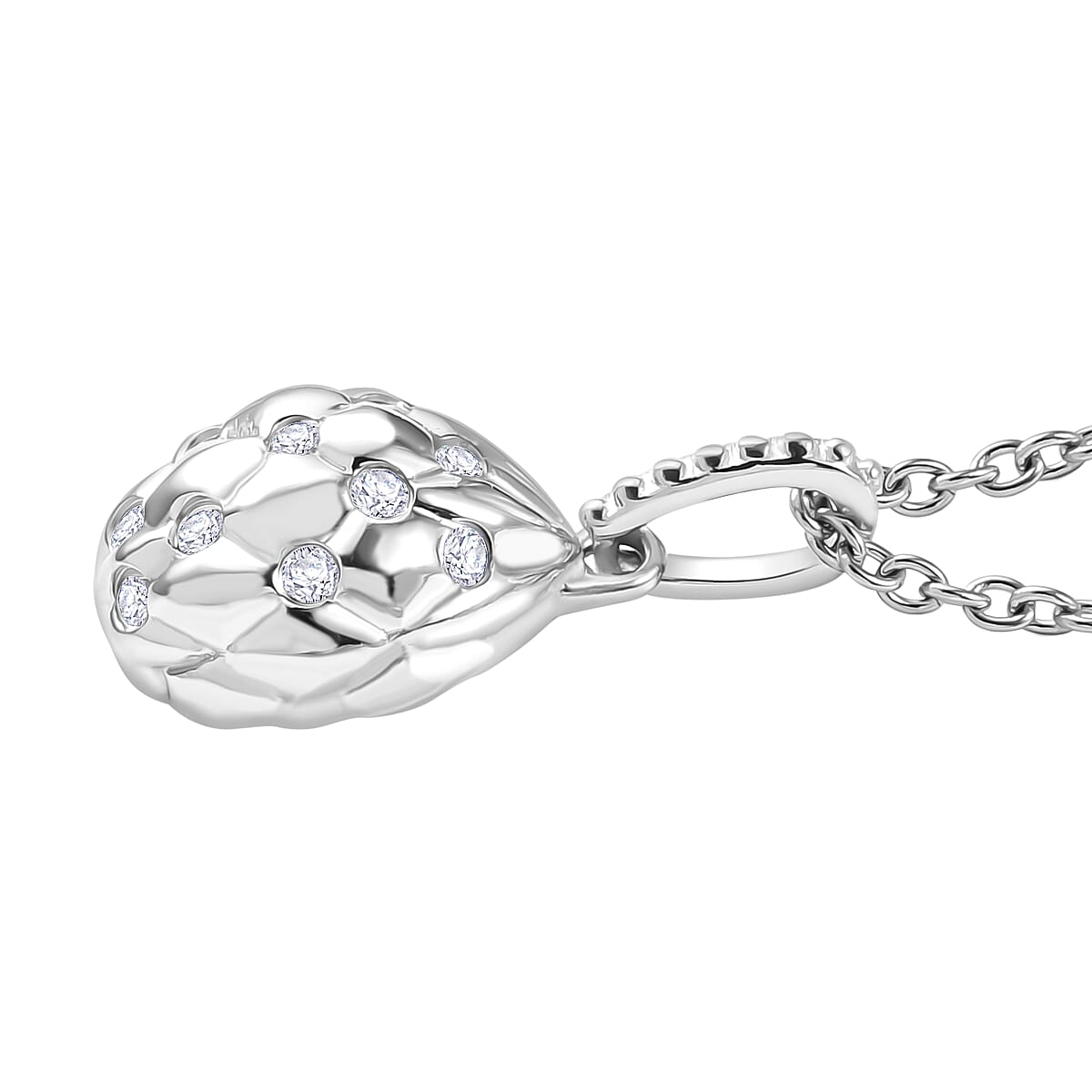 Moissanite Pendant with Chain (Size 20) in Rhodium Overlay Sterling Silver 4357329 4