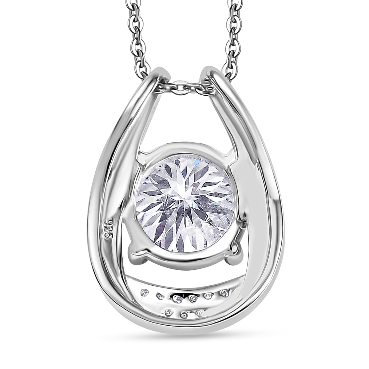 Moissanite Pendant with Chain (Size 20) in Rhodium Overlay Sterling Silver 1.73 Ct. 4357330 5