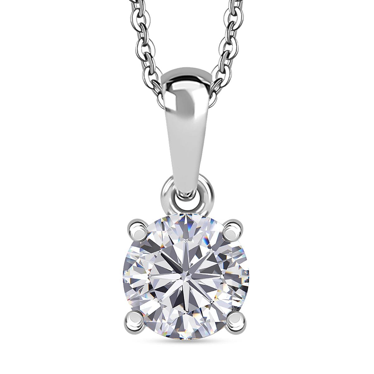 1 Ct. Moissanite Solitaire set(cp) in Rhodium Sterling Silver 4357435 0