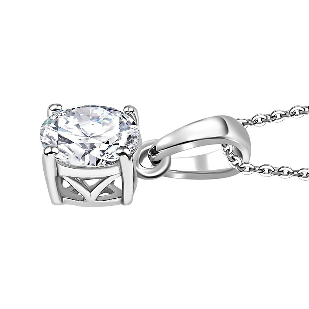 Royal Bali Collection - Moissanite Pendant with Chain (Size 20) in Rhodium Overlay Sterling Silver 1.00 Ct.