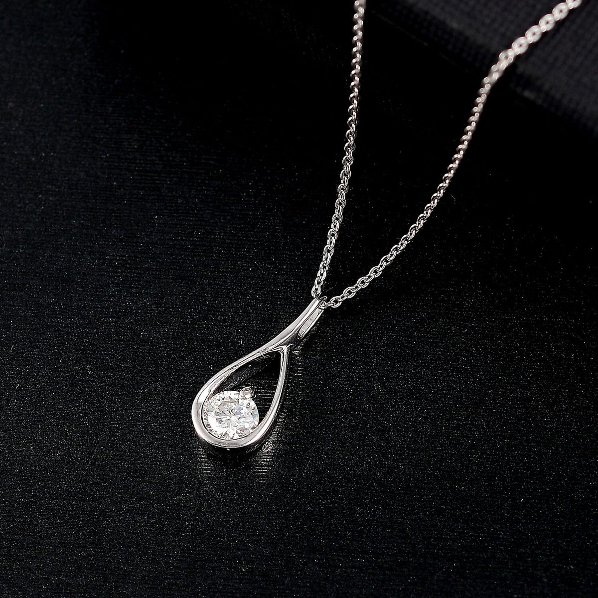 Moissanite Pendant with Chain (Size 20) in Rhodium Overlay Sterling Silver 4398183 2
