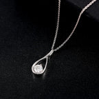 Moissanite Pendant with Chain (Size 20) in Rhodium Overlay Sterling Silver