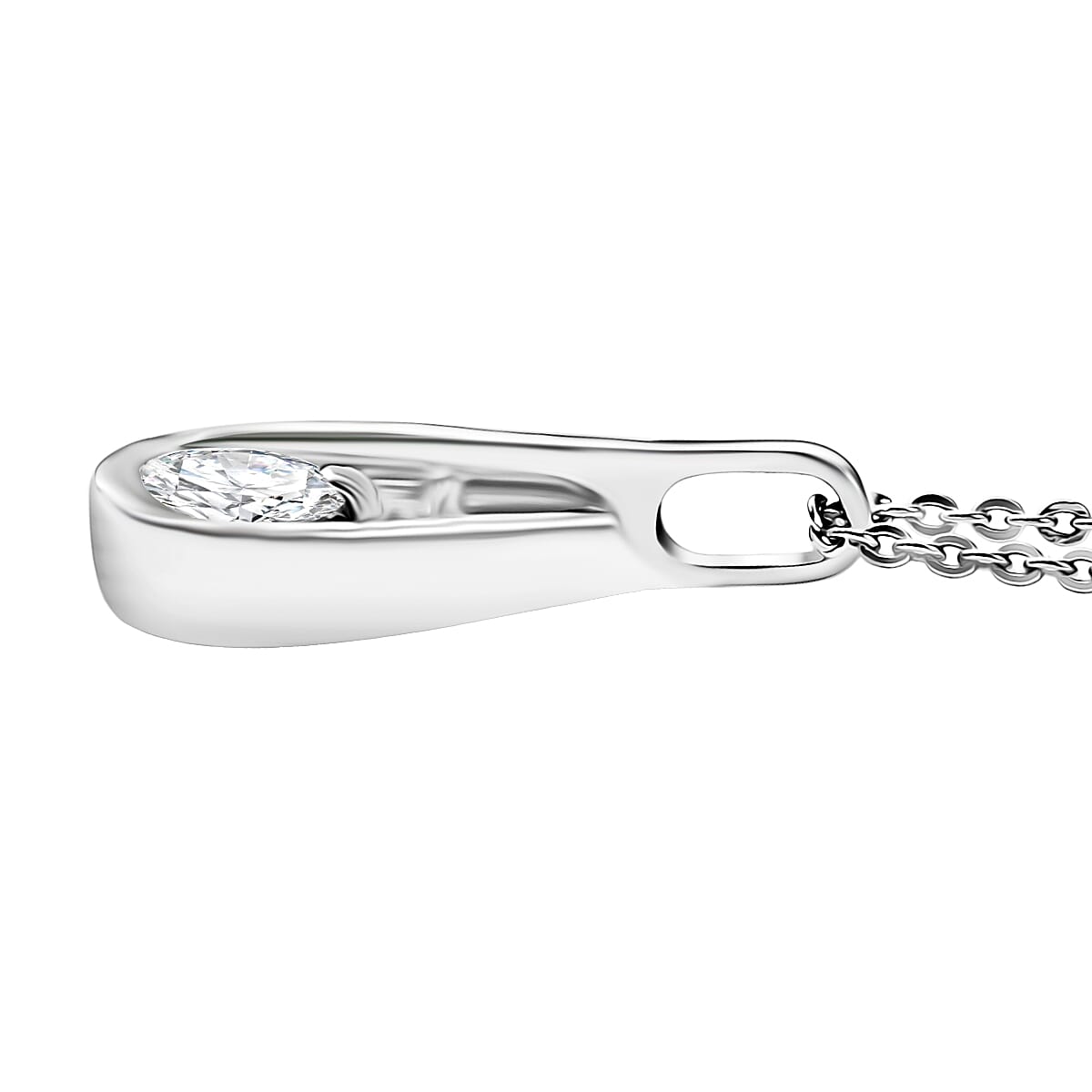 Moissanite Pendant with Chain (Size 20) in Rhodium Overlay Sterling Silver 4398183 4