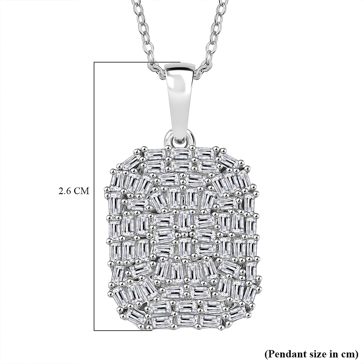 D'joy Moissanite Cluster Pendant with Chain (Size 20) in Rhodium Overlay Sterling Silver 4413347 7