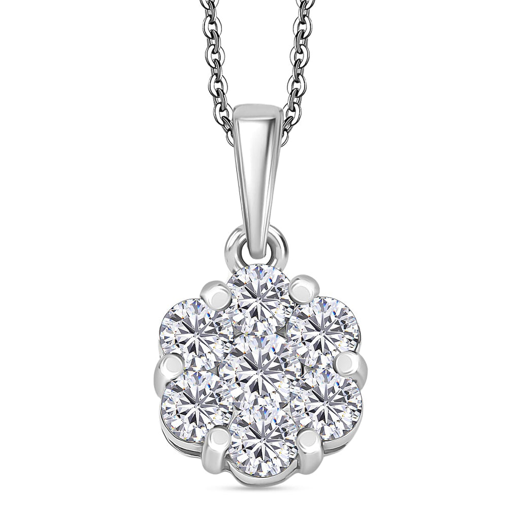 D'Joy Moissanite Pendant with Chain (Size 20) in Rhodium Overlay Sterling Silver 1.19 Ct.