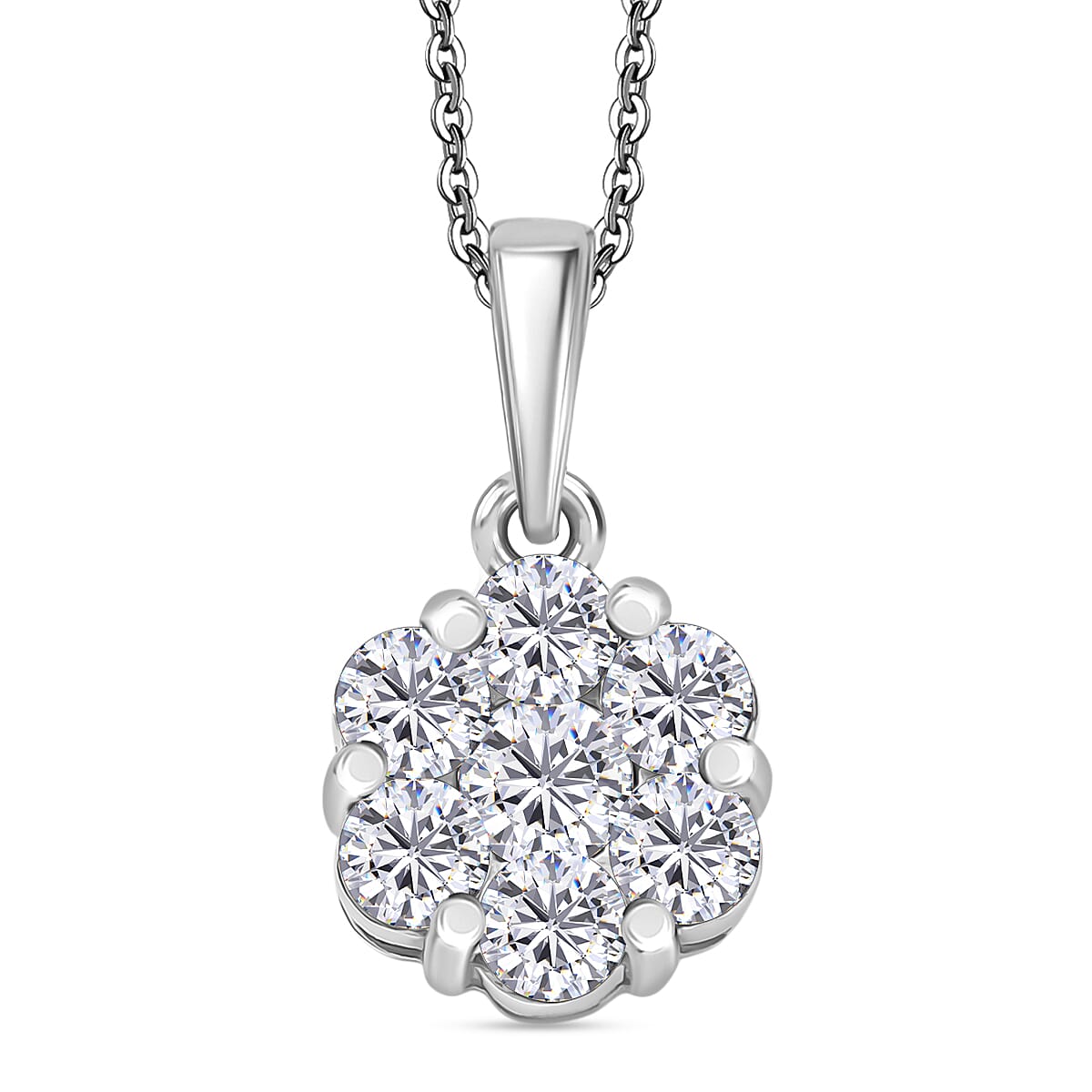 1.2 Ct. Moissanite Cluster set(cp) in Rhodium Sterling Silver 4439799 0