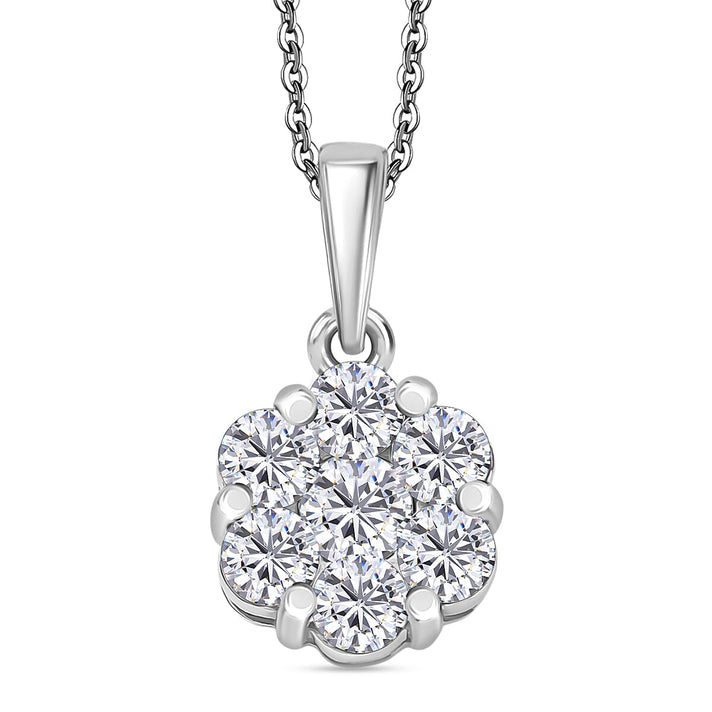 1.2 Ct. Moissanite Cluster set(cp) in Rhodium Sterling Silver 4439799 1