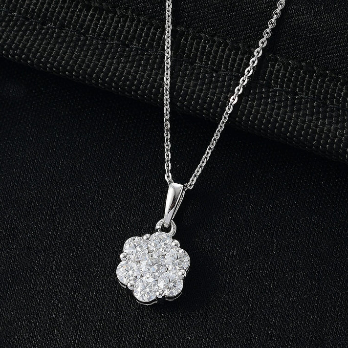 1.2 Ct. Moissanite Cluster set(cp) in Rhodium Sterling Silver 4439799 2