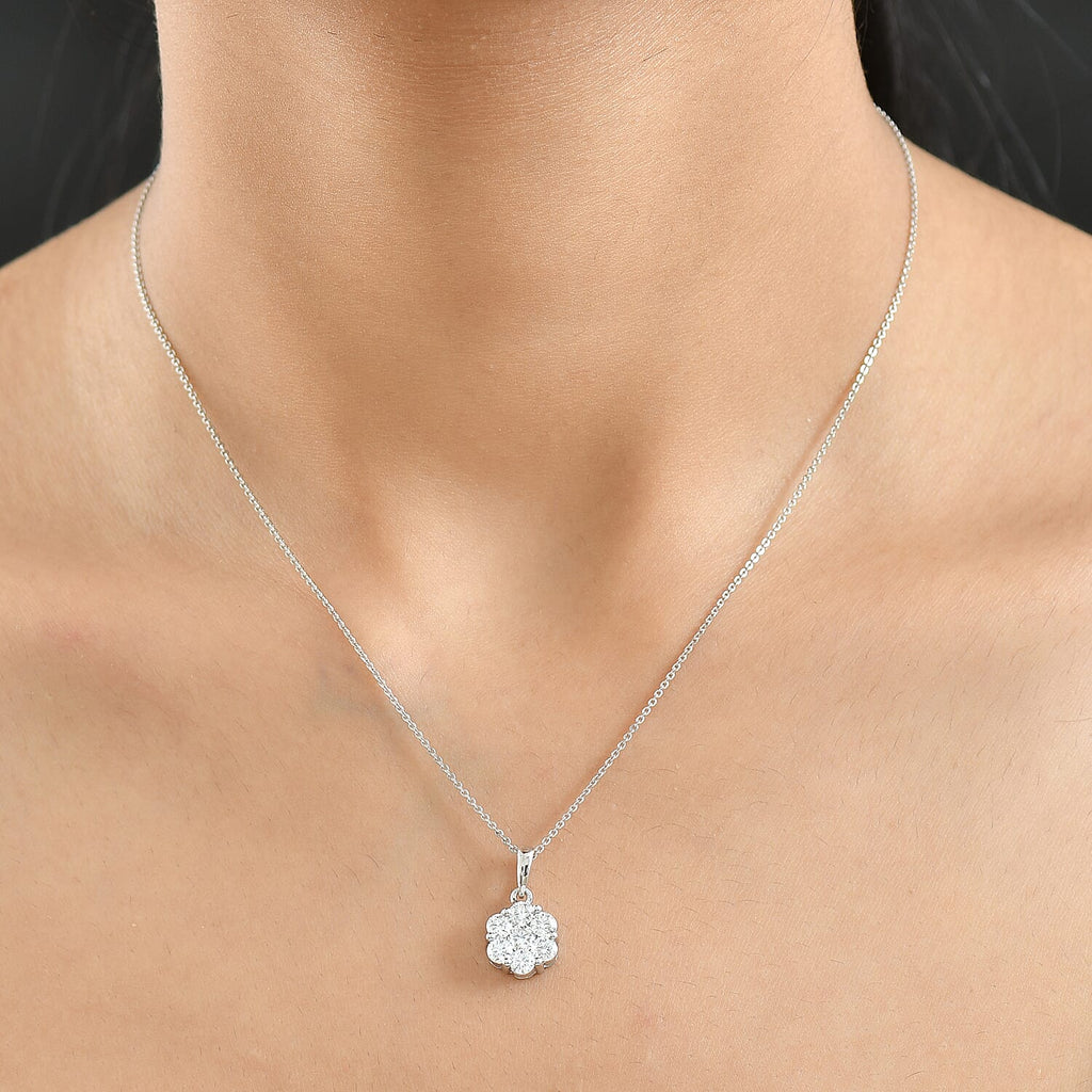 D'Joy Moissanite Pendant with Chain (Size 20) in Rhodium Overlay Sterling Silver 1.19 Ct.