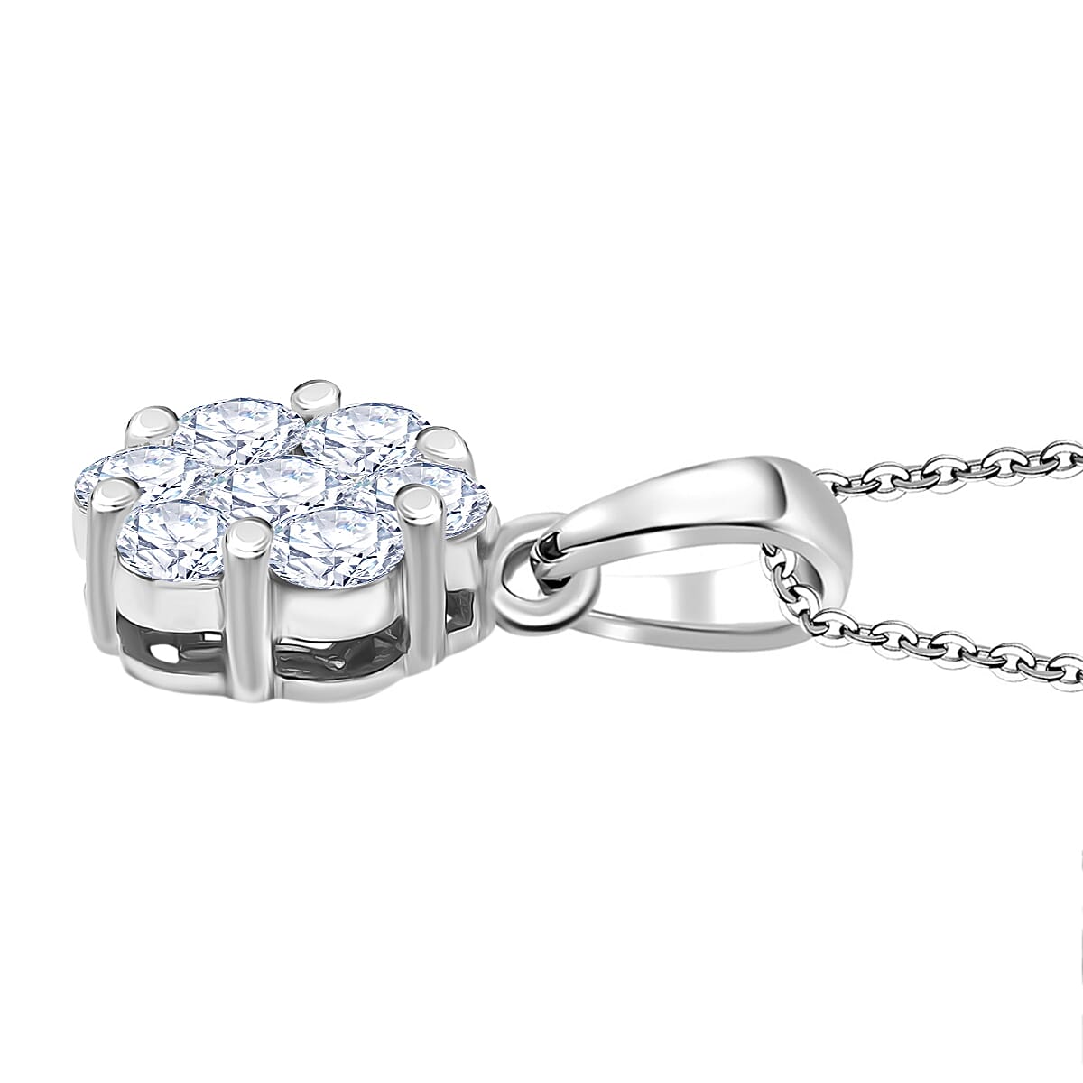 1.2 Ct. Moissanite Cluster set(cp) in Rhodium Sterling Silver 4439799 4